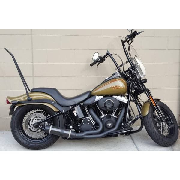 D&D Bob Cat Upswept 2 into 1 Black with Black Sleeve 84-17 Softail