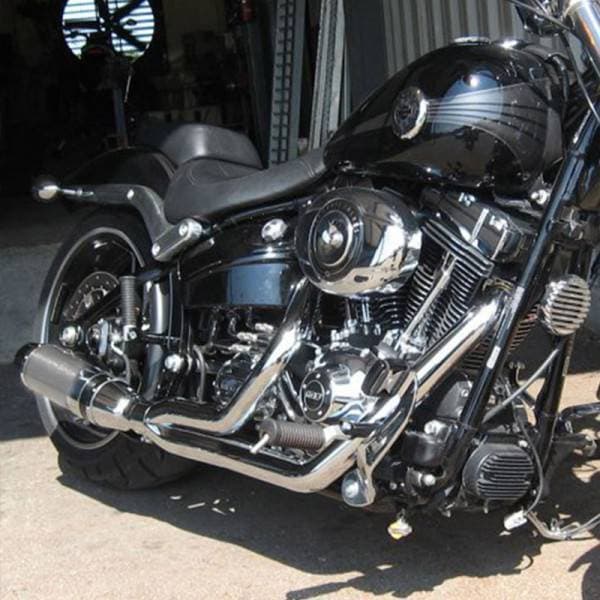 D&D Bob Cat Upswept 2 into 1 Chrome with Aluminum Sleeve 13-17 Softail Breakout
