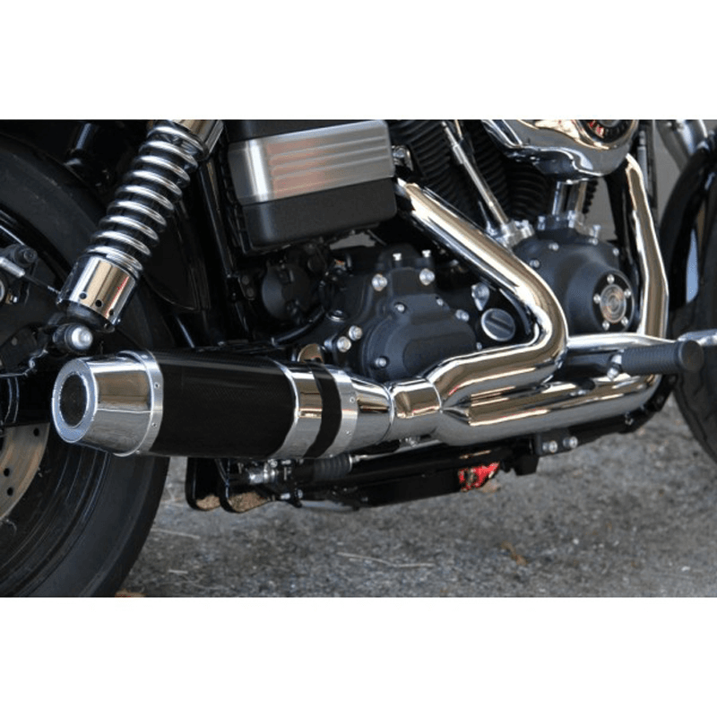 D&D Bob Cat Upswept 2 into 1 Chrome with Black Sleeve 06-17 Dyna