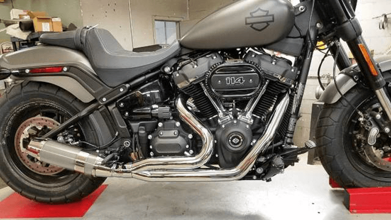 D&D Bob Cat Upswept 2 into 1 Chrome with Aluminum Sleeve M8 Softail