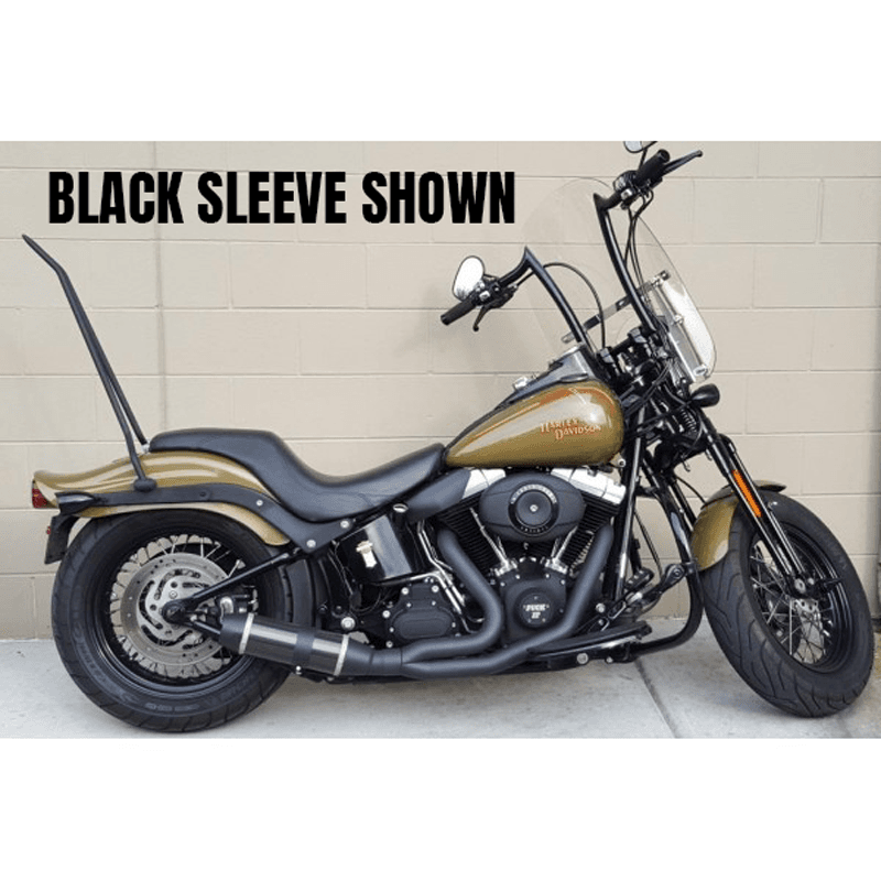 D&D Bob Cat Upswept 2 into 1 Black with Aluminum Sleeve 84-17 Softail