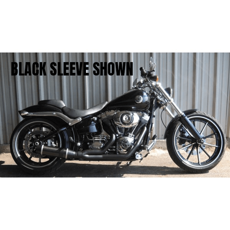 D&D Bob Cat Upswept 2 into 1 Black with Aluminum Sleeve 13-17 Softail Breakout