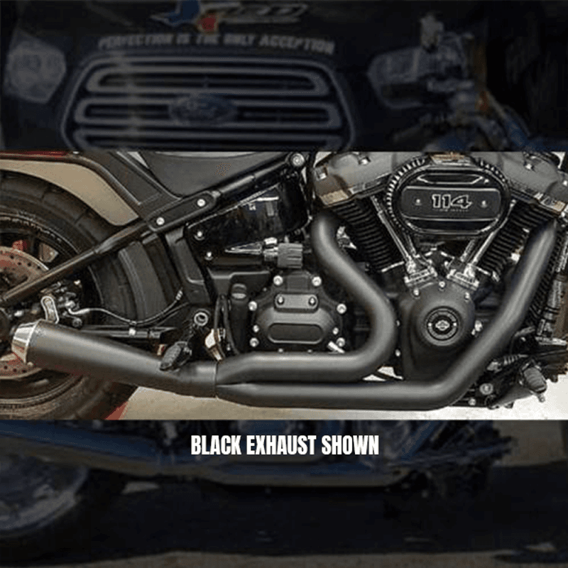 D&D Abuelo Cat Upswept 2 into 1 Chrome M8 Softail Wide Tire Models