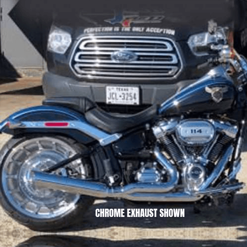 D&D Low Cat Upswept 2 into 1 Black M8 Softail Wide Tire Models